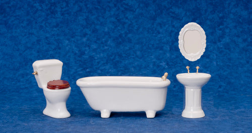 Plain White Porcelain Bathroom Set, 4pc