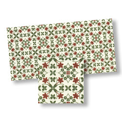 Mosaic Floor Tile, Mint Green & Red Floral