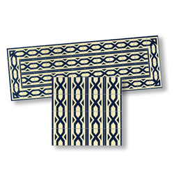 Mosaic Floor Tile Border, Beige & Navy Blue