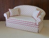 Ashley Sofa, White with Red Dots