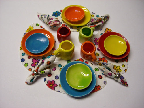 4 Place Setting Dishes, Neon Fiesta, 20pc