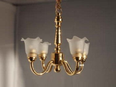 4 Arm Hanging Lamp Brass, LED