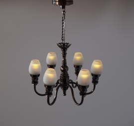 6 Arm Black Modern Chandelier with Shades, LED