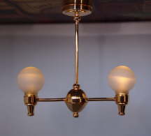 Double Round Globe on Brass Rod Ceiling Light, LED