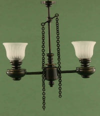2 Arm Up Gas Pendant with Frosted Bell Shades