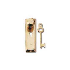 1/2" Scale Brass Knob & Key Plate, 6 per Set