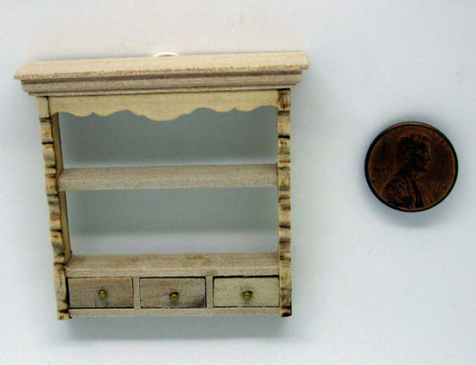 Wall Shelf with 3 Drawers, Unfinished