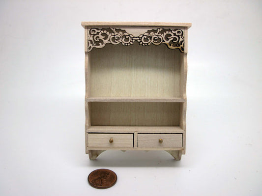Wall Shelf with Drawers, Unfinished