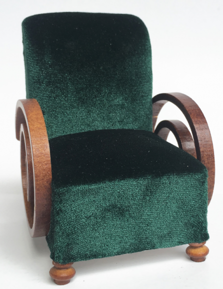 Art Deco Chair, Green, Walnut