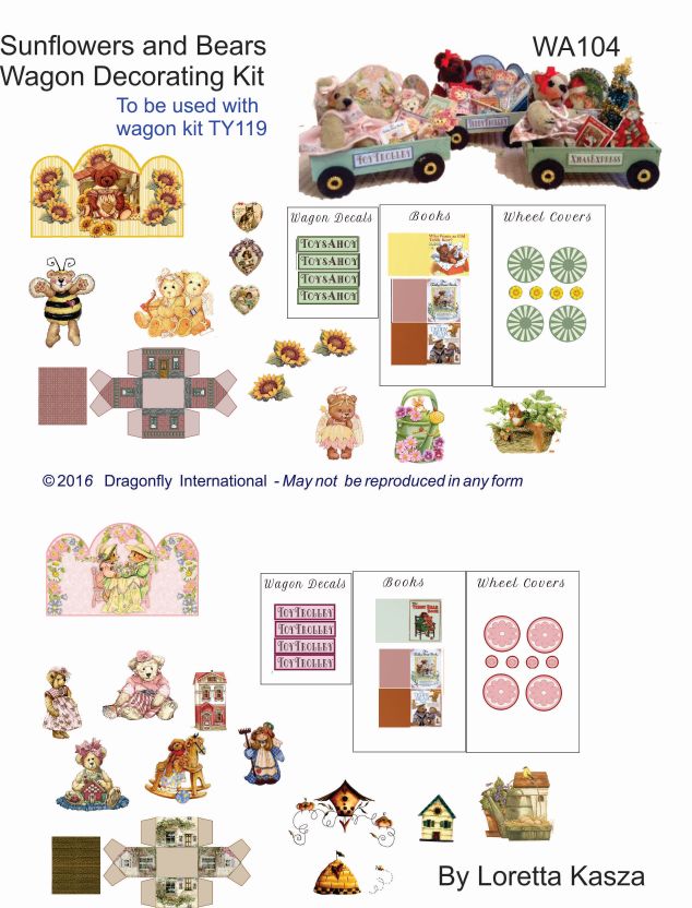 Toy Wagon Kit, Sunflowers & Bears