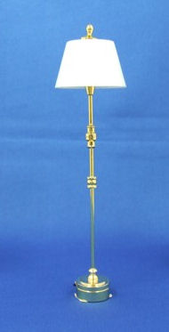 Brass Floor Lamp with White Shade, LED