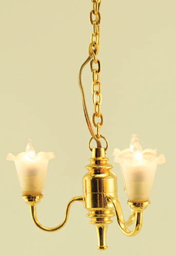 3 Light Chandelier, Frosted Shades