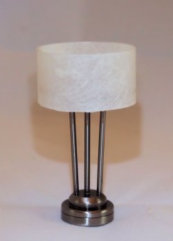 New Yorker Table Lamp in Pewter, Drum Shade, LED