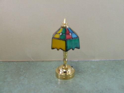 Tiffany Style Lamp with Brass Base, LED