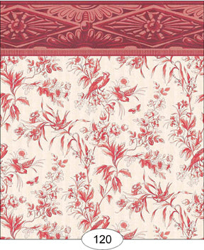 Bird Toile, Red Wallpaper