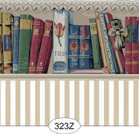 Americana Books Stripe Wallpaper, SZ