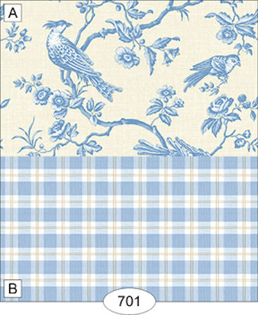 Bird Toile LIght Blue & Ivory Wallpaper, A