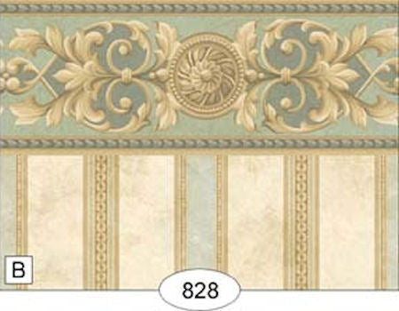 Medallion Aqua Sky Stripe Wallpaper, B