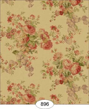Rose Floral Tea Stained Wallpaper