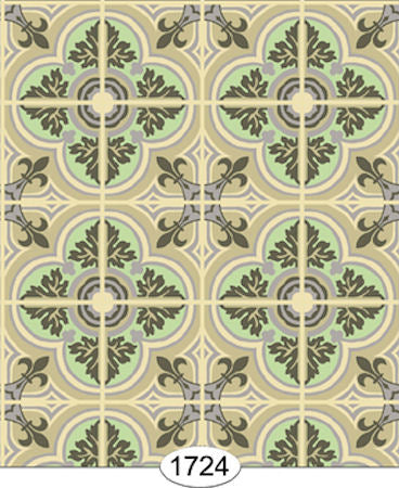 Decorative Tile Beige & Green Wallpaper