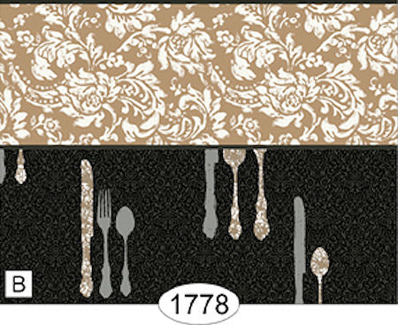 Silverware Black & Tan Acanthus Border Wallpaper, B