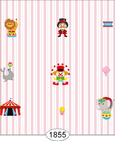Circus Clowns Pink Stripe Wallpaper