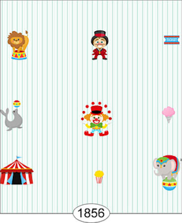 Circus Clowns Blue Stripe Wallpaper