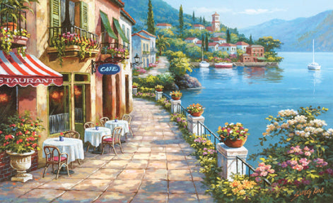 A Waterfront Cafe Mural Wallpaper