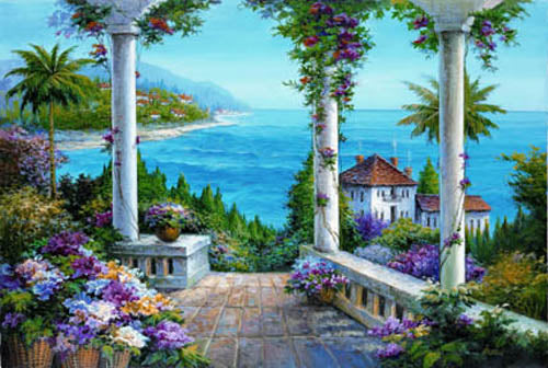 Italian Waterfront Mural Wallpaper