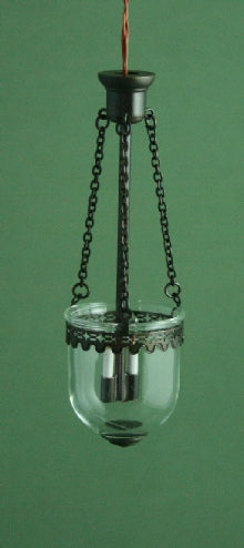 Hanging Black Lantern, Double Candle Clear Glass