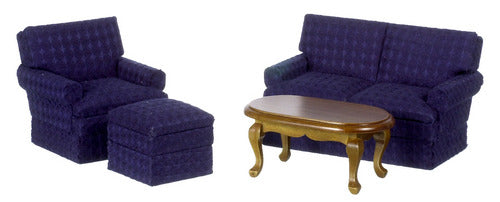Living Room Set, 4pc, Navy