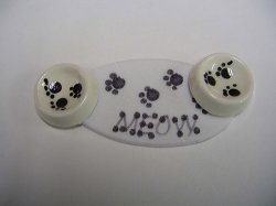 Cat Bowls & Mat, Meow
