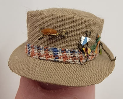 Tan Fishing Hat with Lures