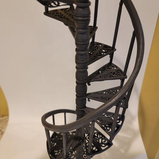 Handmade Spiral Metal Staircase, 12" Ceiling, Black