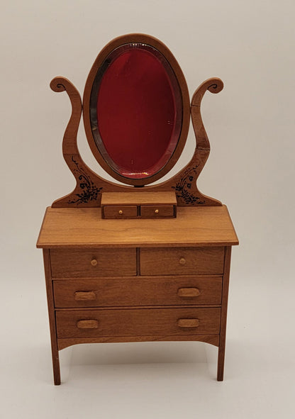 Carved Beveled Mirrored Dresser