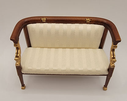 French Empire Settee, Chairs, & Table, Walnut/Gold