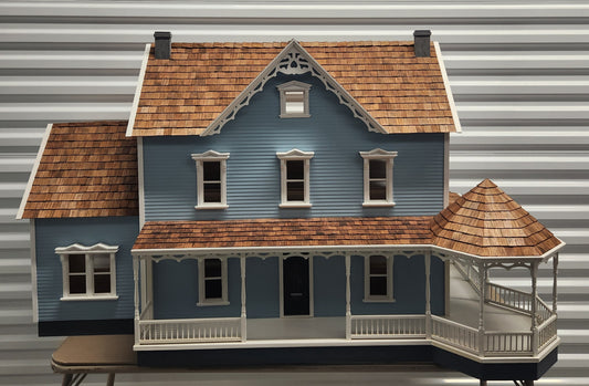 CRE017, Vermont Farmhouse Senior with Addition & Gazebo Porch Assembled, Painted, & Shingled