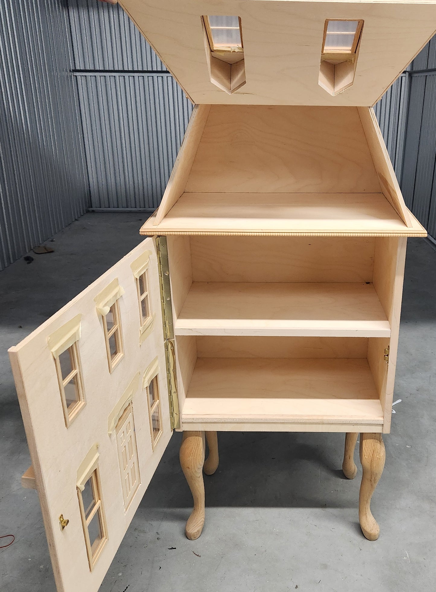 Assembled Townhouse Dollhouse on Queen Anne Legs