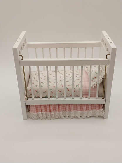 White Crib, Dressed, Pink Floral