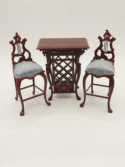 CCB0184, Lyre Bar & 2 Chairs, Mahogany