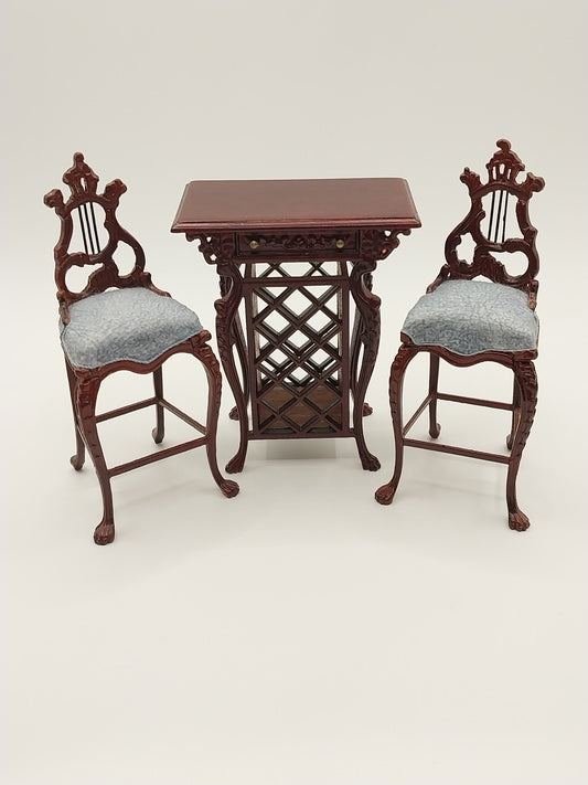 CCB0184, Lyre Bar & 2 Chairs, Mahogany