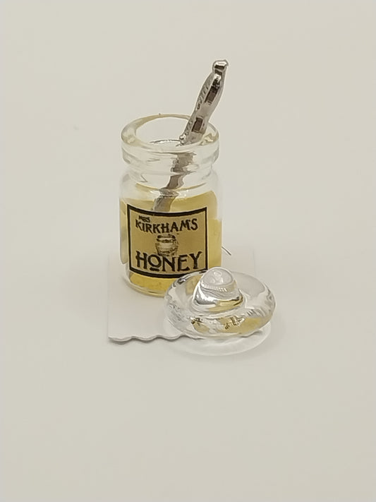 Honey Jar With Honey & Spoon