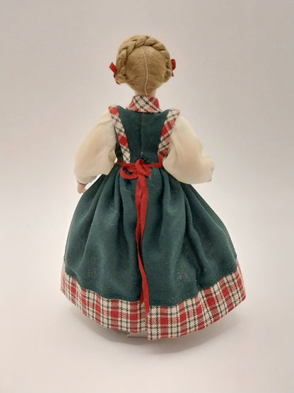 Mother & Daughter Porcelain Doll, Green Plaid