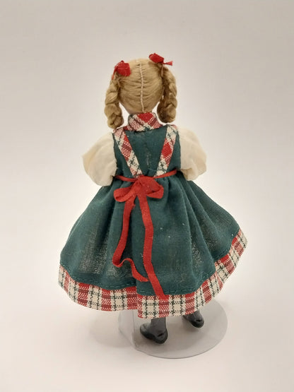 Mother & Daughter Porcelain Doll, Green Plaid
