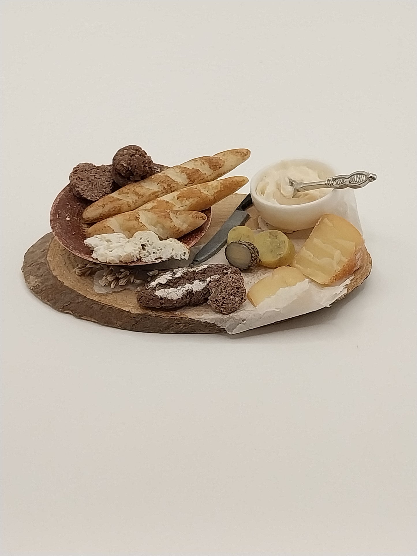 Log Board With Bread & Cheese