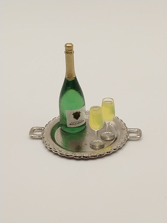 Champagne Bottle & Glasses On Tray