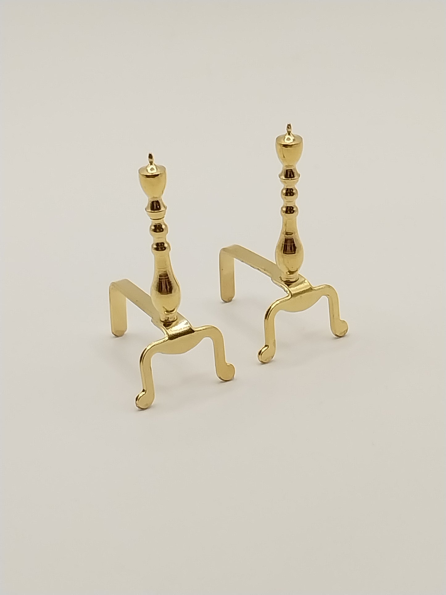 CBB640, Brass Andirons, Pair