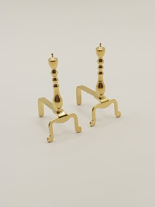 CBB640, Brass Andirons, Pair