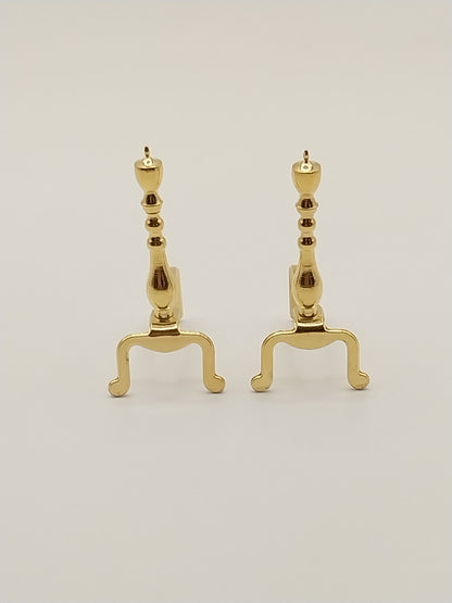 CBB640, Brass Andirons, Pair