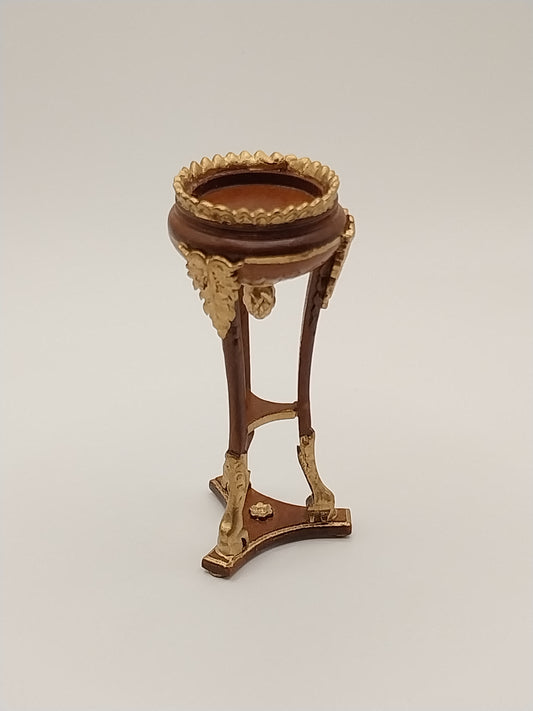CBB1115, Fern or Plant Stand, Walnut & Gold